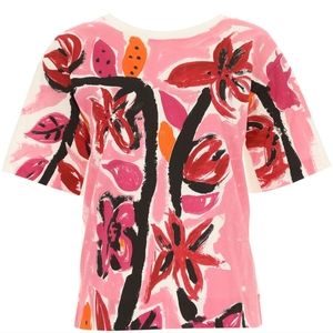 Marni Floral Logo Graphic Designer Shirt Sleeve Tee Top sz 6